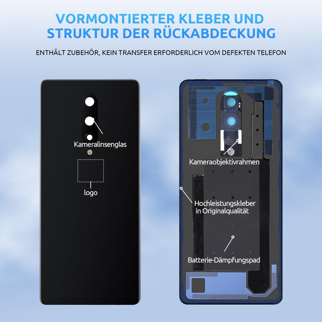 Eonpam Akkudeckel für OnePlus 8 Rückseite Glas Original Backcover Back Glas Ersatz Reparatur Set mit