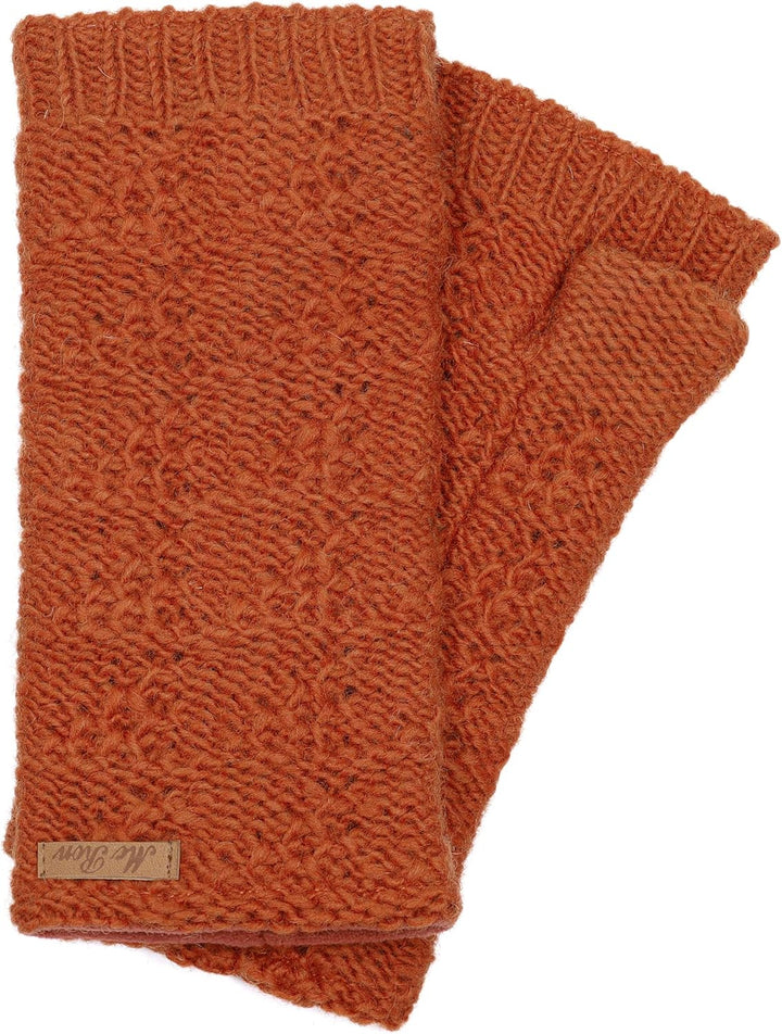 Damen Gestrickte Pulswärmer Modell Lenna Rost, Rost