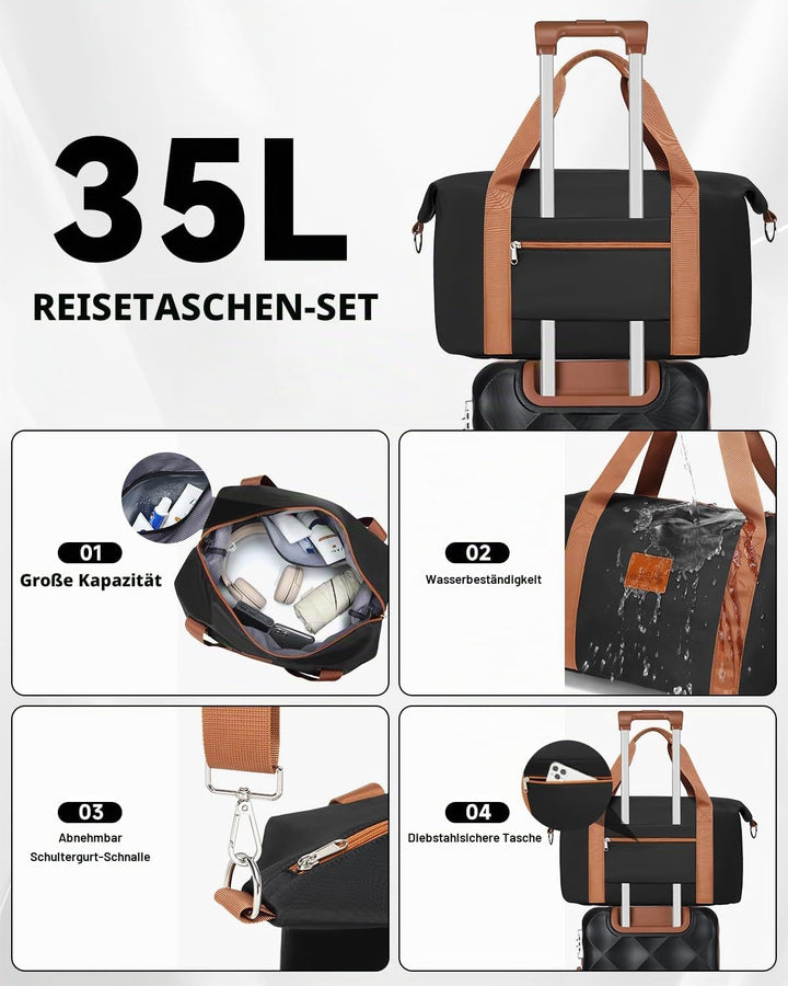 Sea choice Hardschalen Trolley Koffer Set 5tlg. Zwillingsrollen Reisekoffer Enthält 1 Reisetasche un