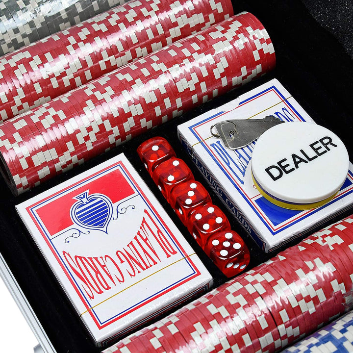 Pokerkoffer 500 Chips Texas Hold'em Poker Chips mit Silber Alumium Case Blackjack Gambing mit Caryin