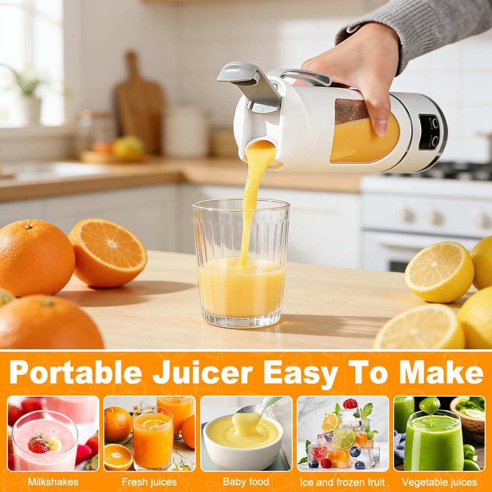 Tragbarer Mixer Smoothie Maker To Go, Pengrity 450 ML Portable Blender, mit LED Display, 12 Klingen,