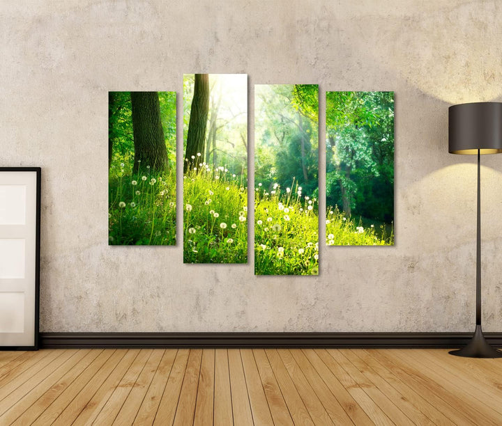 islandburner Bild auf Leinwand Spring Nature Schöne Landschaft Grünes Gras Und Bäume Bilder Wandbild
