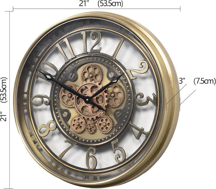 Samilito Wanduhr mit echtem Bewegungsgetriebe Zahnrädern römische oder arabische Ziffern (Arabische
