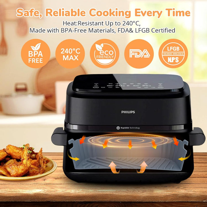 ENSINE Airfryer Zubehör,3 Stück Massgeschneiderte Silikonform Heissluftfritteuse Für Philips Airfrye