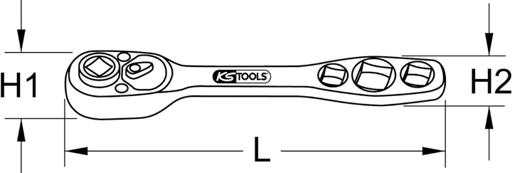 KS Tools 130.0222 4 in 1 Kälte-Klima-Ratsche, umschaltbar, 157mm