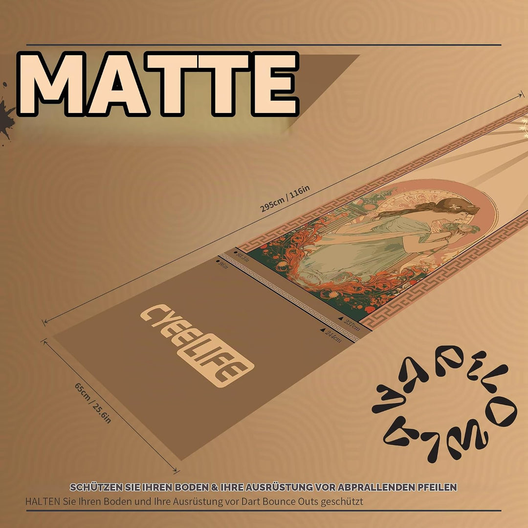 Cyeelife Carpet Mat 297 X 66cm, Mit Rutschfester Unterseite aus Gummi,Professionelle Dartmatte zum S