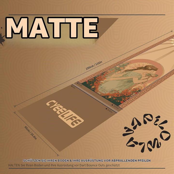 Cyeelife Carpet Mat 297 X 66cm, Mit Rutschfester Unterseite aus Gummi,Professionelle Dartmatte zum S