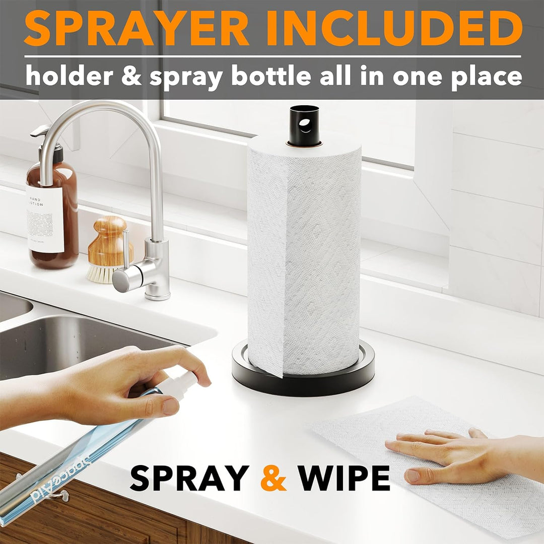 SpaceAid 2-in-1-Papierhandtuchhalter mit Sprühflasche, Arbeitsplatten-Papierhandtuchhalter Ständer m