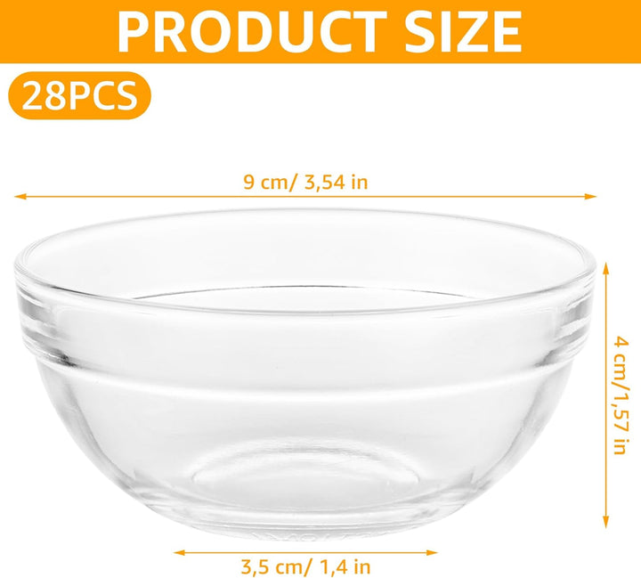 YAYODS 28er Set Glasschalen Ø 9 cm - Kleine Dessertschalen aus bleifreiem Glas - Stapelbare Schälche