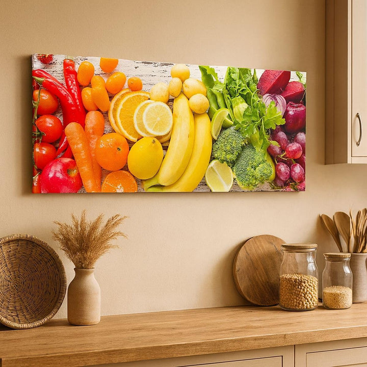 Wandbilder Dekoration Wohnzimmer Essen Gemüse Essen frisch Panorama Bilder auf Leinwand 120x50cm Lei