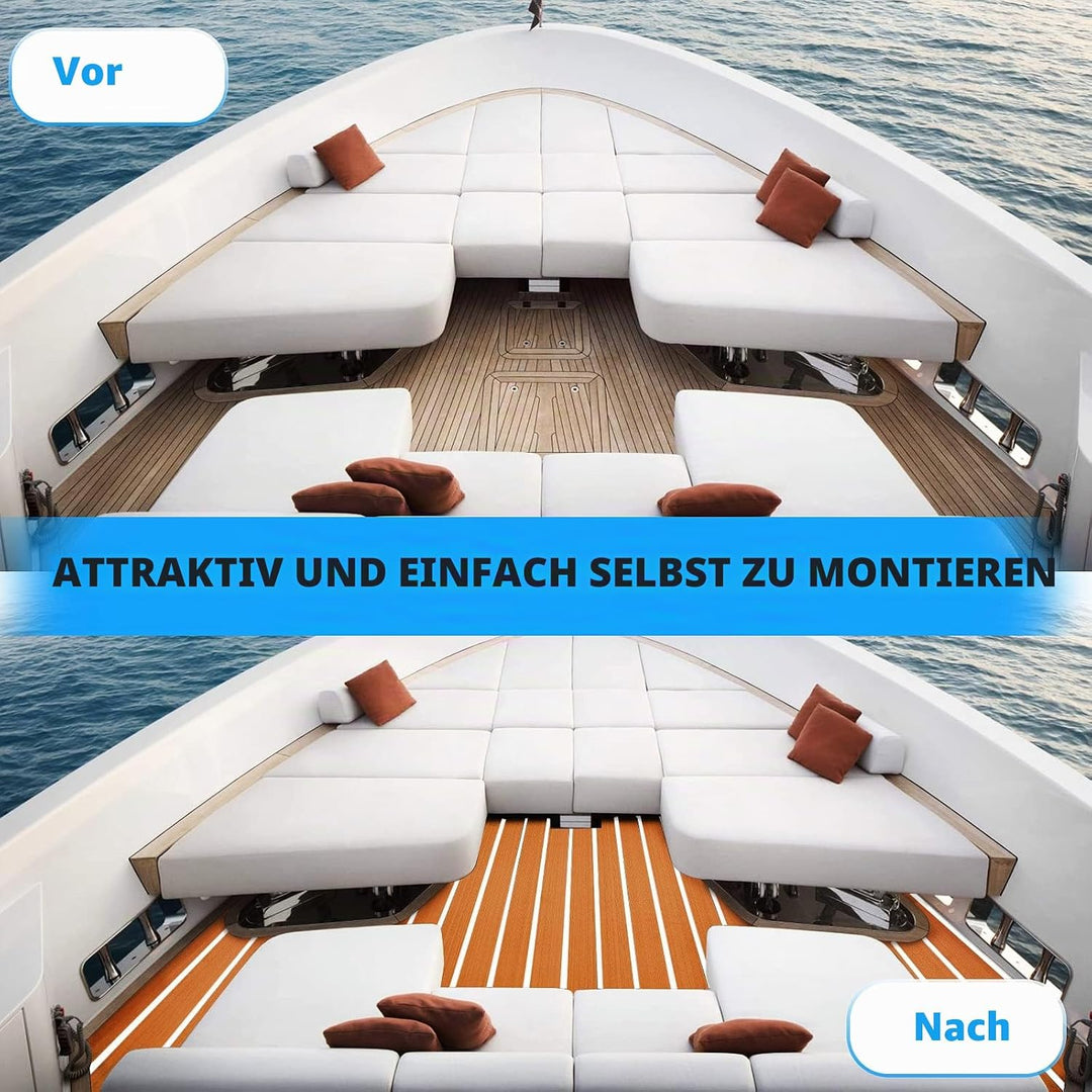 Toogou Generation Eva-Schaum Rutschfeste Marine Matte Rückseite mit 3 M Klebstoff, synthetische Teak