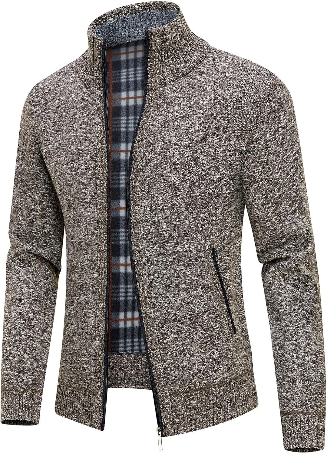 KUDORO Strickjacke Herren Cardigan Trachtenjacke mit Reissverschluss Gestrickt Wintermantel Strickja