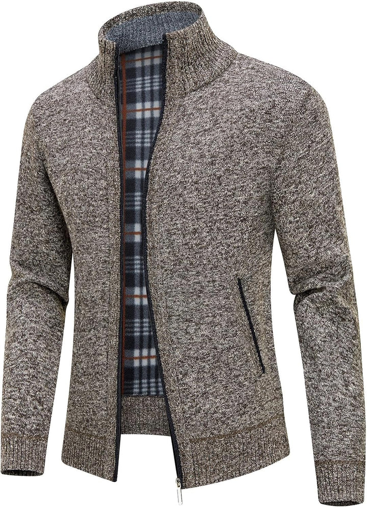 KUDORO Strickjacke Herren Cardigan Trachtenjacke mit Reissverschluss Gestrickt Wintermantel Strickja