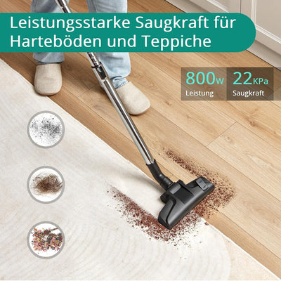 Eureka Apollo beutelloser Staubsauger, leichter Zylinderstaubsauger mit Single Cyclone System, 800W