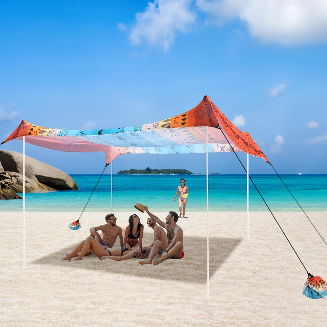 Strandzelt, Sonnensegel Strand UPF 50+, Tragbares 3×3 m Camping Strandmuschel Sonnenschutz Strand mi