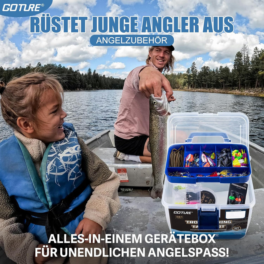 Goture Forellen-Angel-Set – All-in-One tragbare Köderbox Angelköder-Set mit herausnehmbaren Fächern,