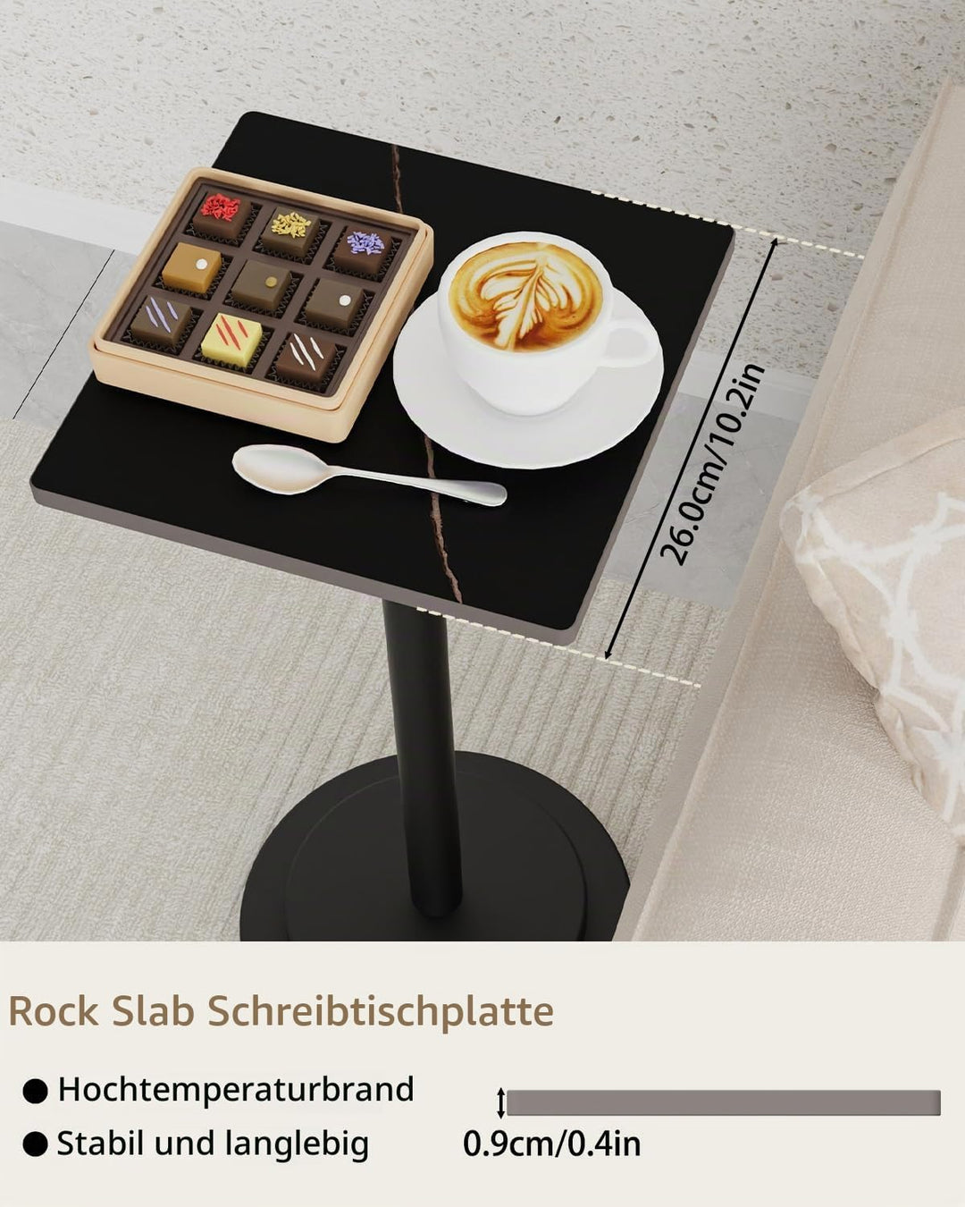 Höheneinstellbar Beistelltisch, Nachttisch für Schlafzimmer, Klein Couchtisch, Wohnzimmertisch mit M