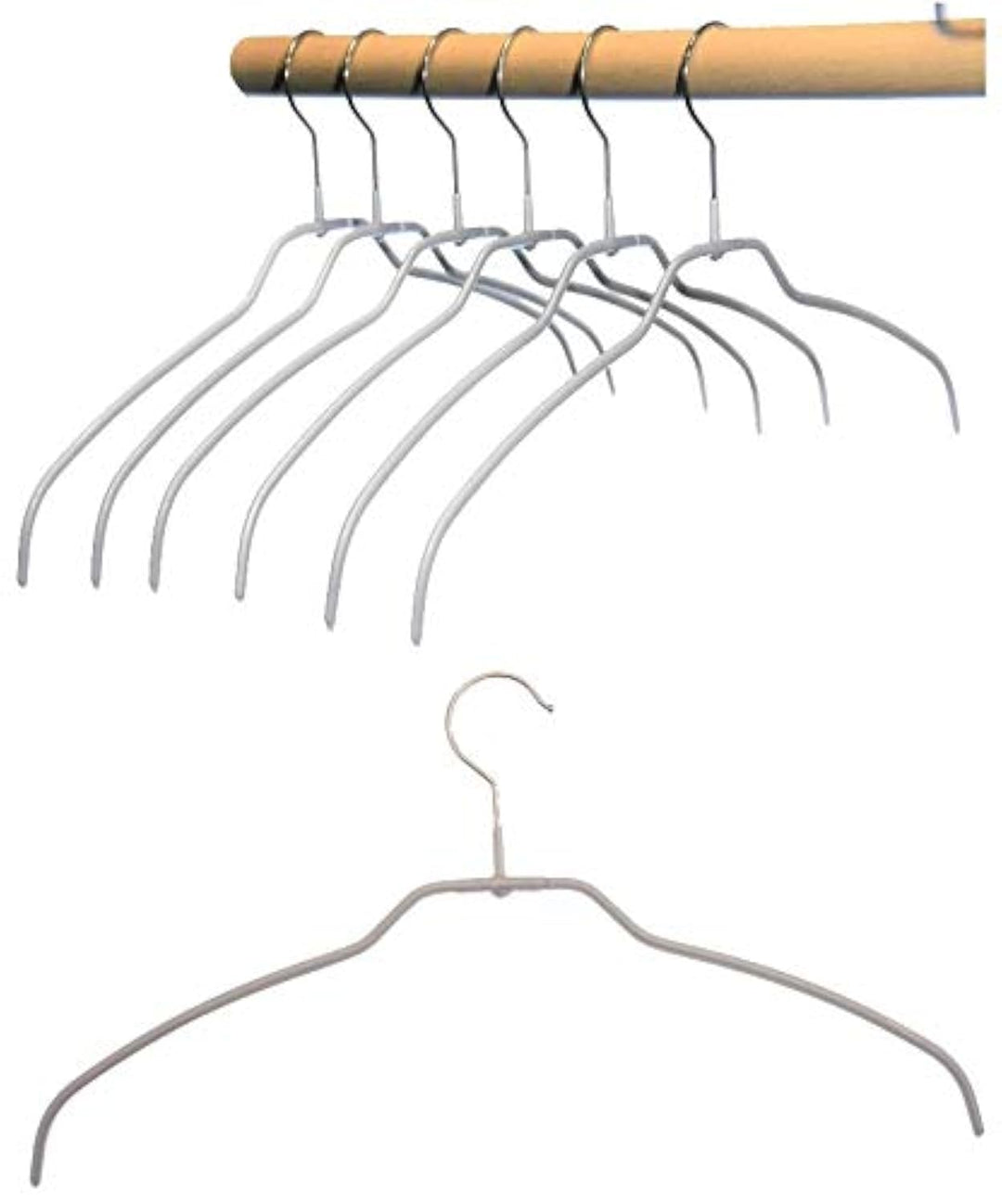 Kleiderbügel aus Metall, Drahtbügel Silber rutschhemmend beschichtet, für Hemden oder Blusen, 4 mm,