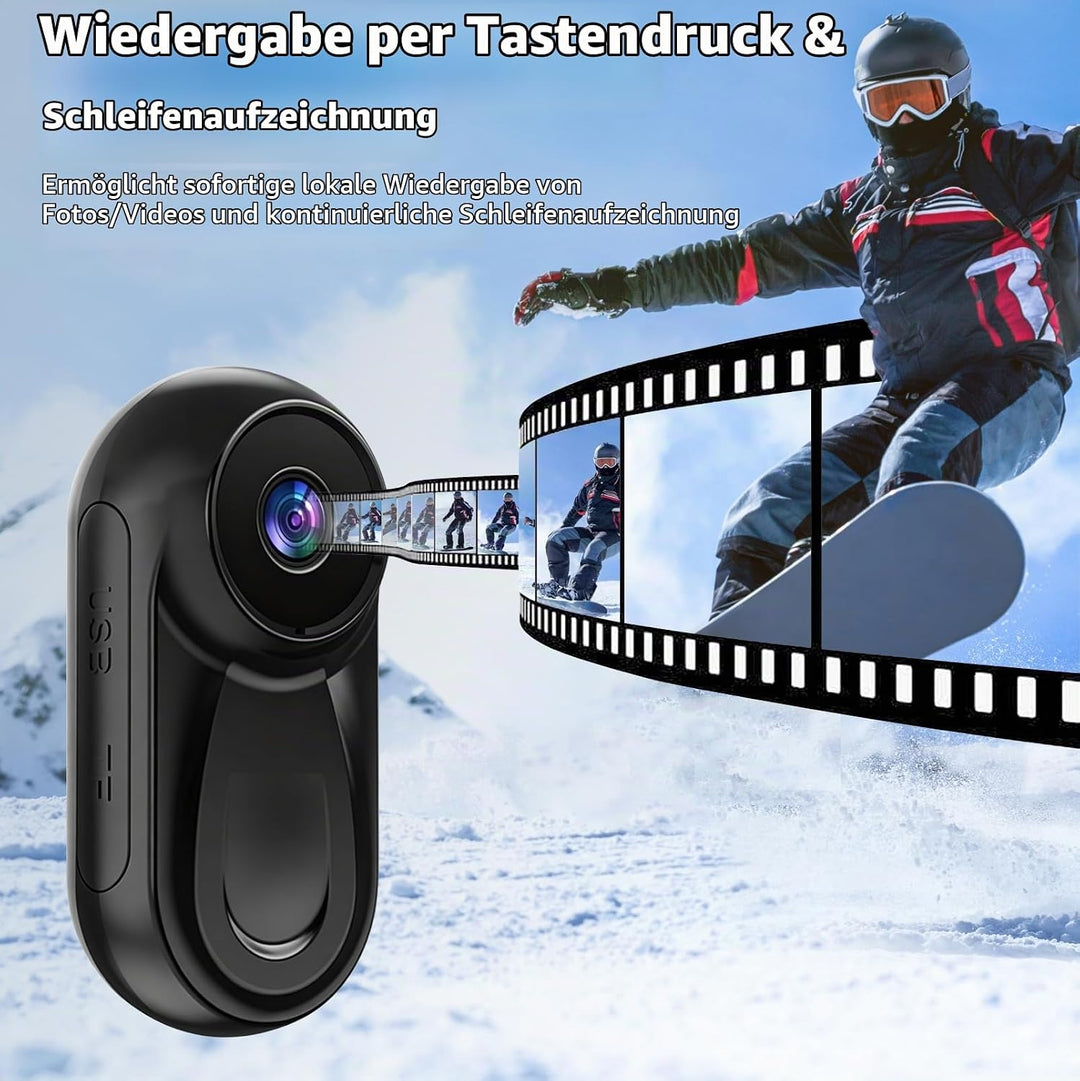 LIROPAU 360° Action Kamera, Mini Action Cam 1080P, Magnetische Taschen-Daumenkamera Aktion Kam-era,