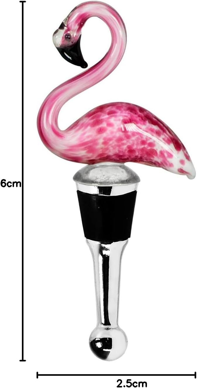 EDZARD Flaschenverschluss Flamingo für Champagner, Wein und Sekt, Höhe 13 cm, Muranoglas-Art, Handar