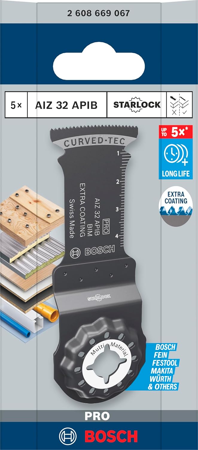 Bosch 5x PRO Multi Material AIZ 32 APIB Blatt für Multifunktionswerkzeuge (für Holz mit Nägeln, Sand