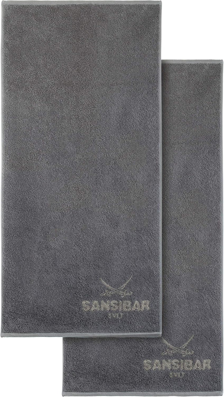Sansibar Handtuch 2er Set 50x100 cm 100% Baumwolle Doubleface Frottiertuch Zweifarbig Anthrazit/Taup