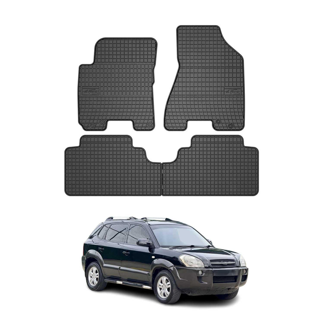 OMAC Gummi Fussmatten kompatibel mit Hyundai Tucson 2004-2009 Automatten Gummi Schwarz 4tlg Fussmatt