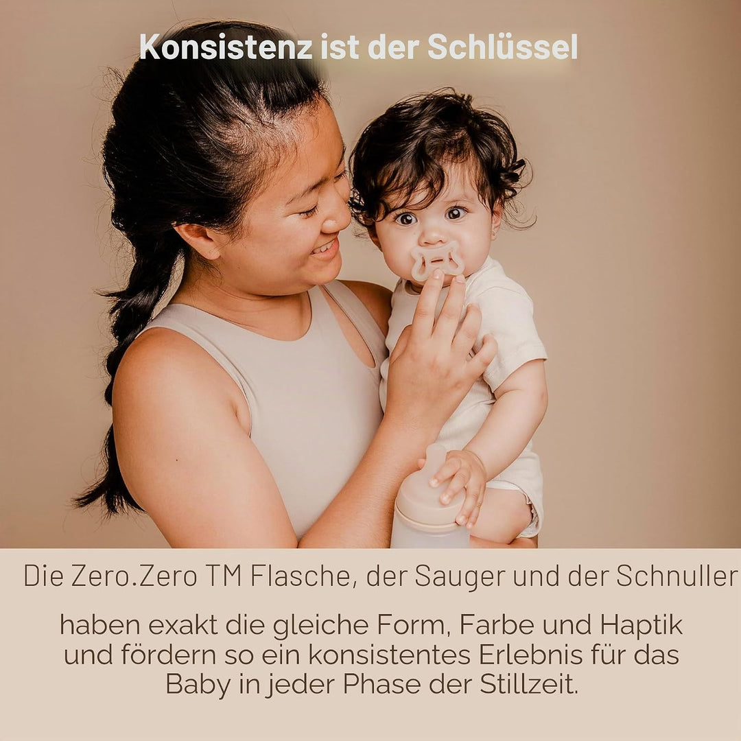 Suavinex, Anti-Kolik-Flasche + Zero Zero Schnuller. 180 ml Flasche mit anpassbarem Sauger (A) und Ne