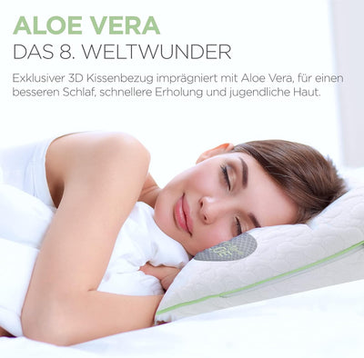 Kopfkissen 40 x 80 Aloe Vera - Kühl im Sommer, Warm im Winter - No.1. Seitenschläfer Kissen mit beru