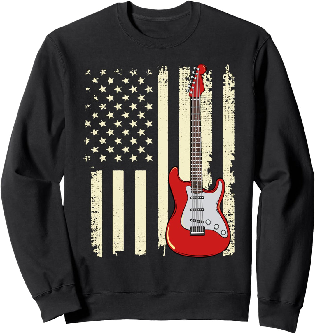 Amerikanische US-Flagge Gitarre Gitarrist Gitarrespieler Sweatshirt