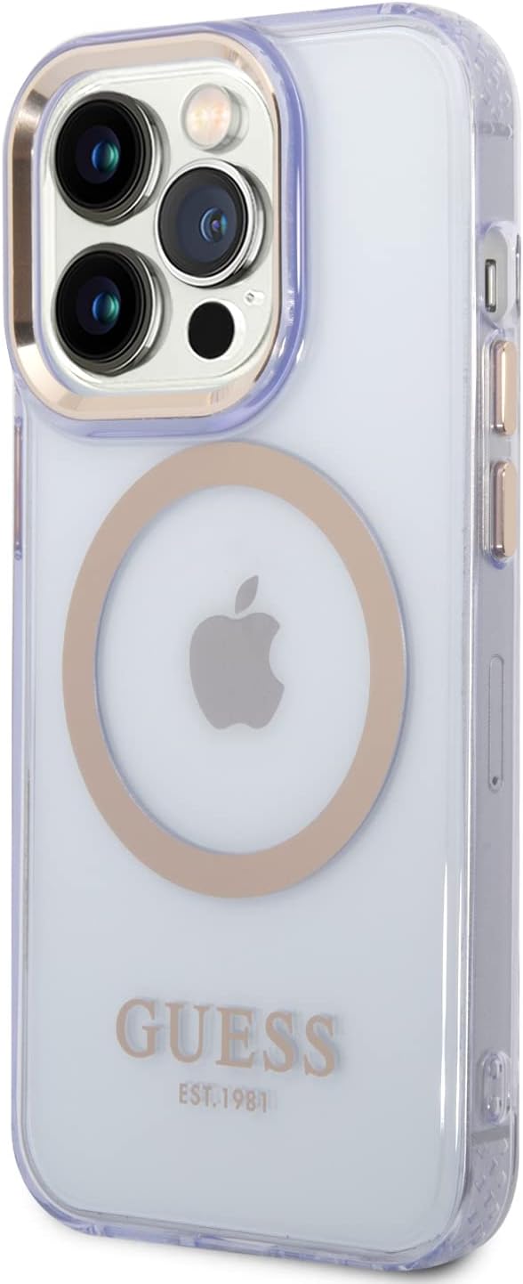 GUESS GUHMP14XHTCMU Hülle für iPhone 14 Pro Max 6,7" Violett Hard case Gold Outline Translucent