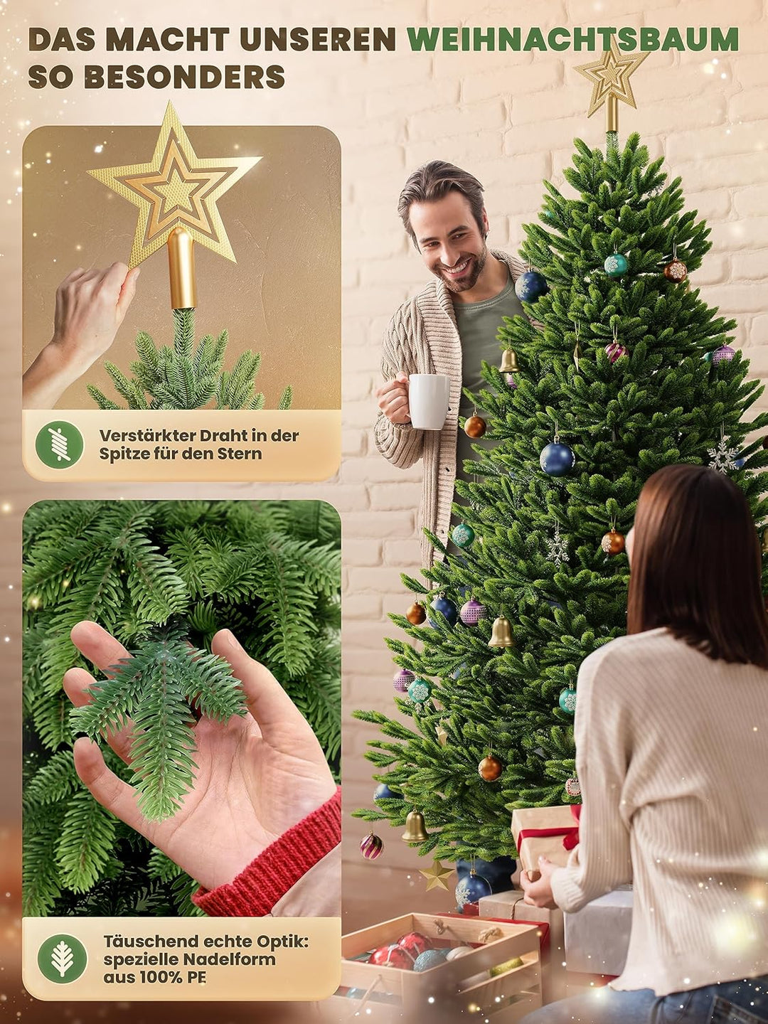 Künstlicher Weihnachtsbaum 100cm – 100% Spritzguss Nordfichte | Premium Tannenbaum naturgetreu inkl.