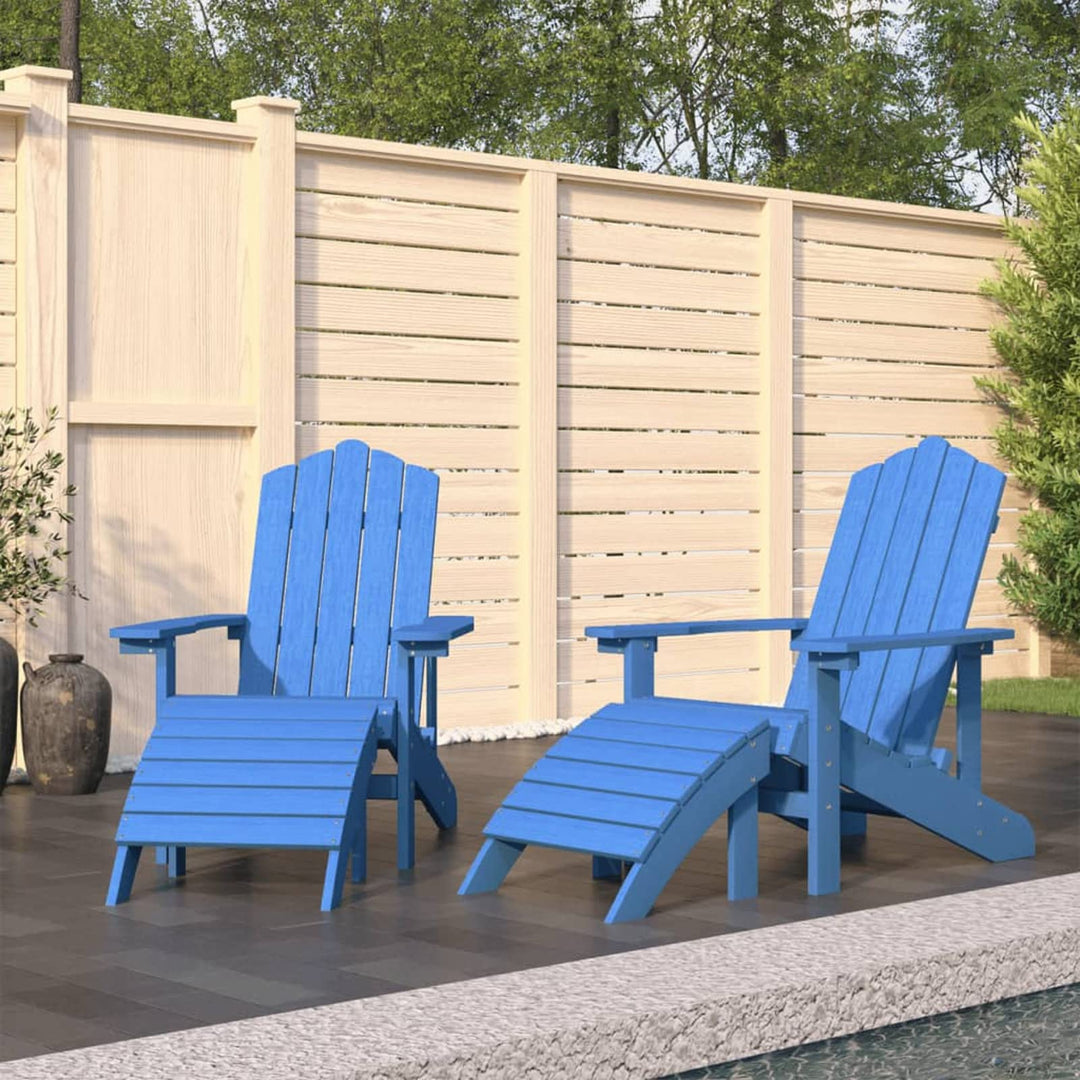Gecheer 2 STK. Adirondack Gartenstühle mit Hockern Gartensessel Deckchair Holzstuhl Stuhl Sessel Ter