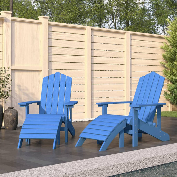 Gecheer 2 STK. Adirondack Gartenstühle mit Hockern Gartensessel Deckchair Holzstuhl Stuhl Sessel Ter
