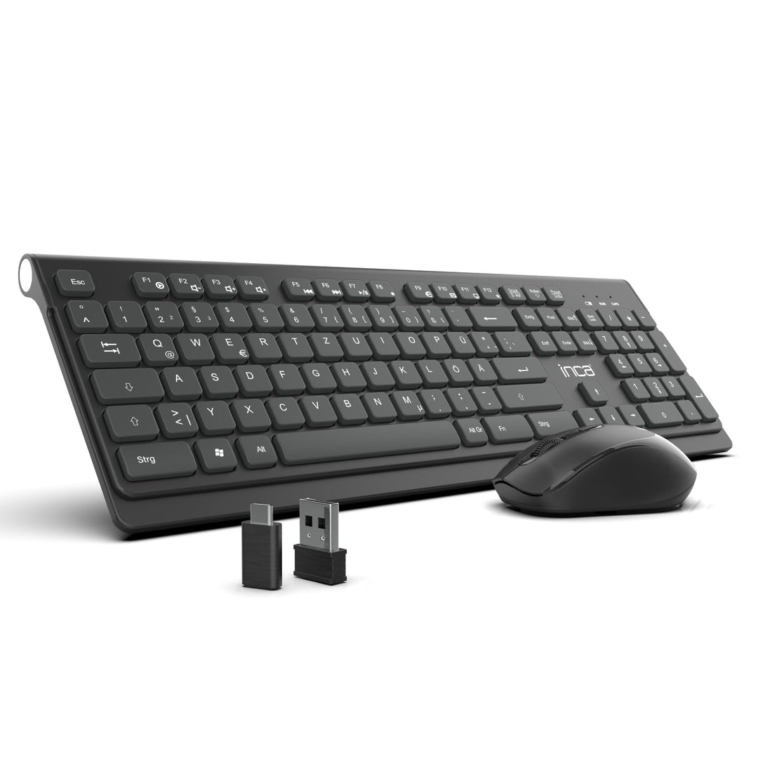 Kabelloses Tastatur Maus Set – inca IWS-519 Wireless Combo mit 12 Multimedia-Tasten, 2.4GHz Verbindu