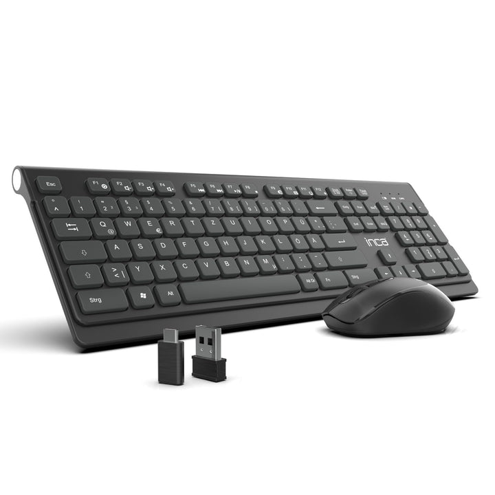 Kabelloses Tastatur Maus Set – inca IWS-519 Wireless Combo mit 12 Multimedia-Tasten, 2.4GHz Verbindu