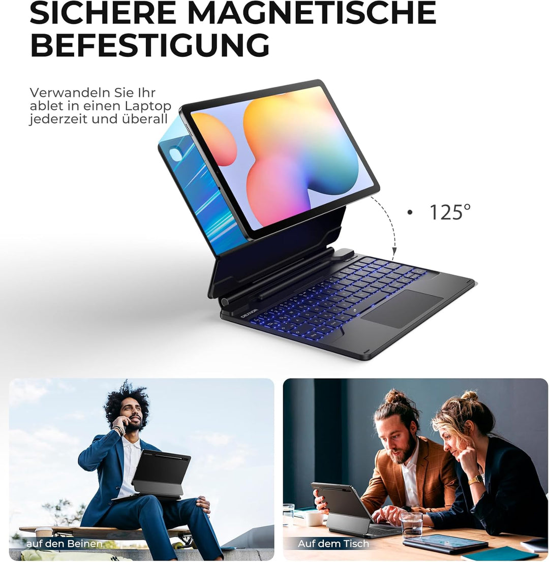 Dexnor Tastatur Hülle für Samsung Galaxy Tab S6 Lite 10,4 Zoll 2024/2022/2020, Keyboard Cover mit Mu