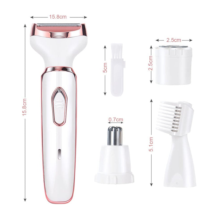 ACWOO Elektrischer Rasierer für Frauen, 4-In-1 Elektrischer Damenrasierer, Schmerzfreier Intimrasier