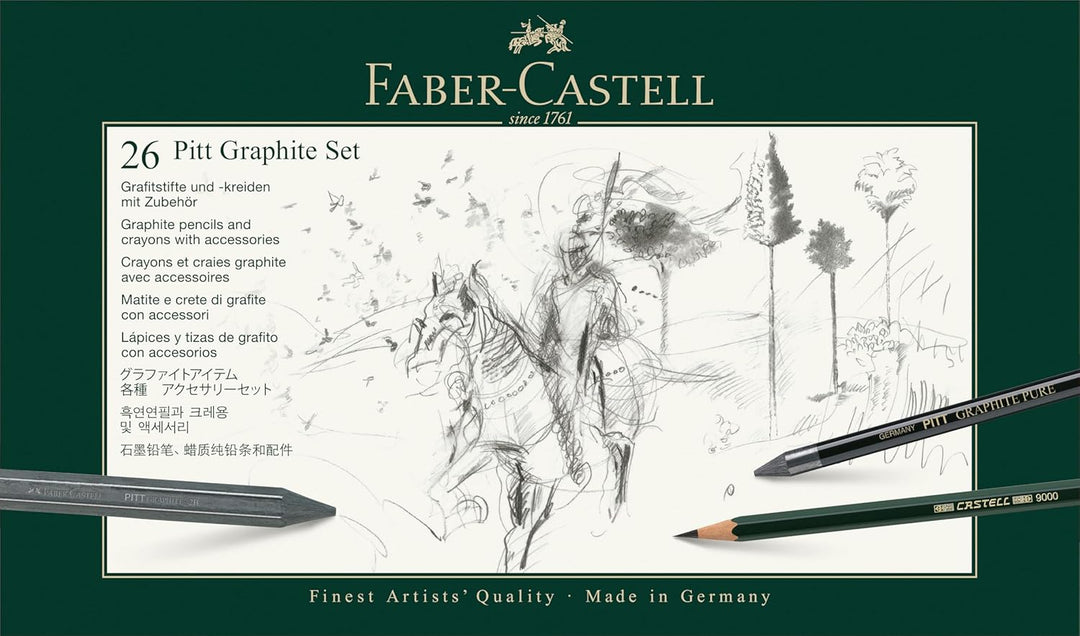 Faber-Castell 112974 - Pitt Graphite Set im Metalletui, gross, 26-teilig groÃŸ, groÃŸ