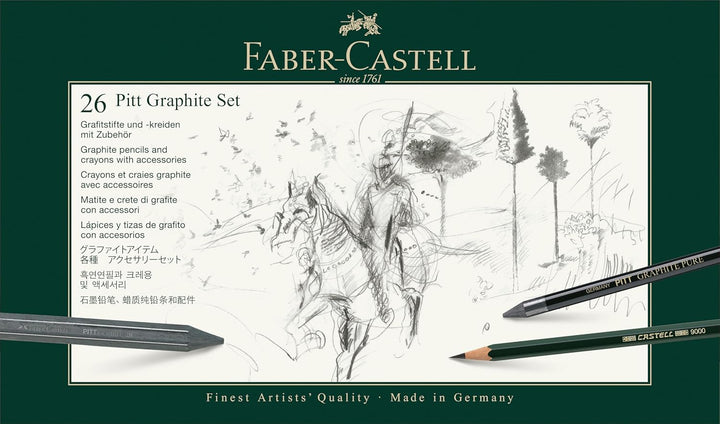 Faber-Castell 112974 - Pitt Graphite Set im Metalletui, gross, 26-teilig groÃŸ, groÃŸ