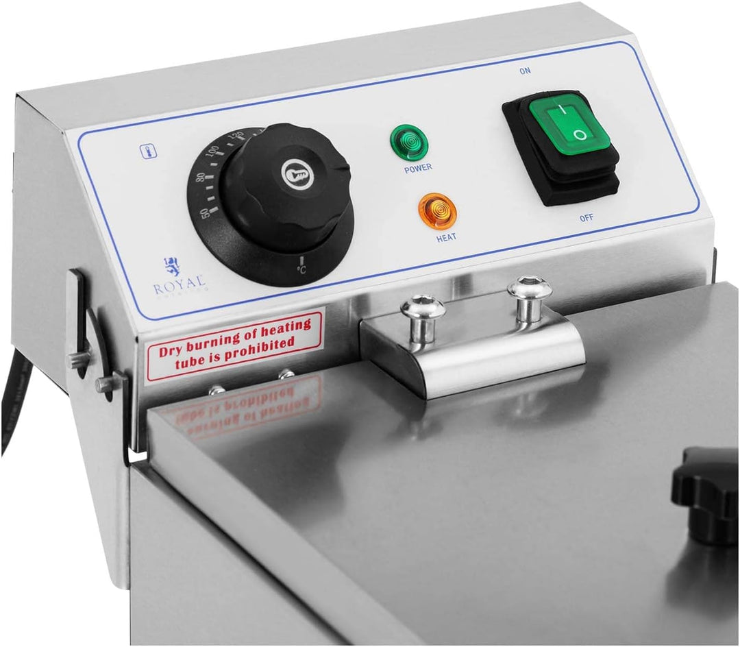 Royal Catering Fritteuse Elektro-Fritteuse (Kapazität 8 L, 3200 W, Temperaturbereich: 50-200 °C, Kal