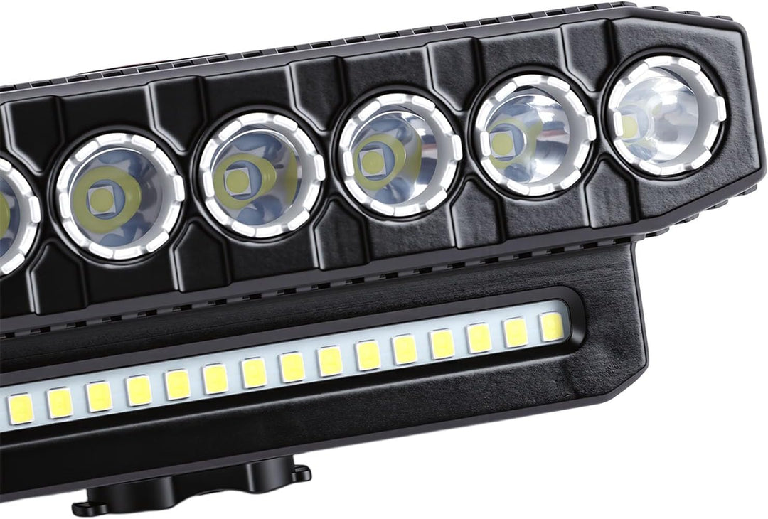 Tbest Fahrradlicht, Wiederaufladbarer USB-Scheinwerfer mit Hupe, 8 LEDs, Superhell, 6 Modi, 4000 MAh