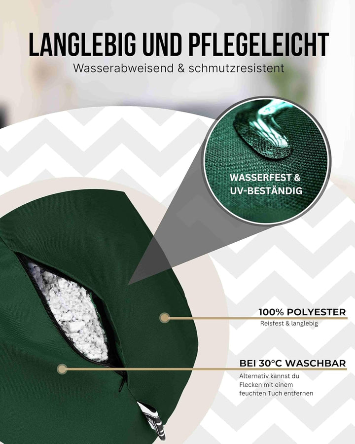 PATCH HOME Patchhome Sitzsack Tropfenform mit Reissverschluss Nachfüllbar - für In &amp; Outdoor - mit S