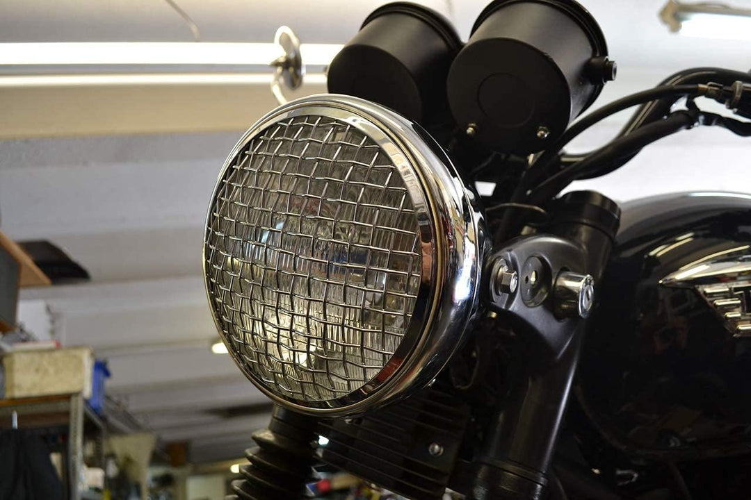 Alchemy Parts 7" Zoll Netz Scheinwerfer Metall Grill Abdeckung Chrom für Scrambler Projekt Massgefer