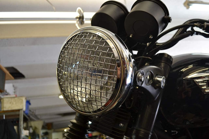 Alchemy Parts 7" Zoll Netz Scheinwerfer Metall Grill Abdeckung Chrom für Scrambler Projekt Massgefer