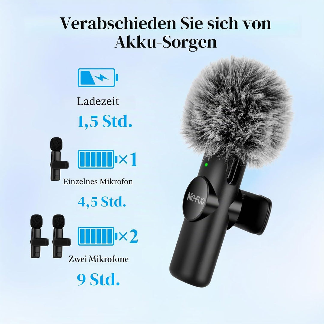 Kabelloses Lavalier Mikrofon für iPhone/iPad, Plug-Play Mini Lavalier Mikrofon Wireless für Intervie
