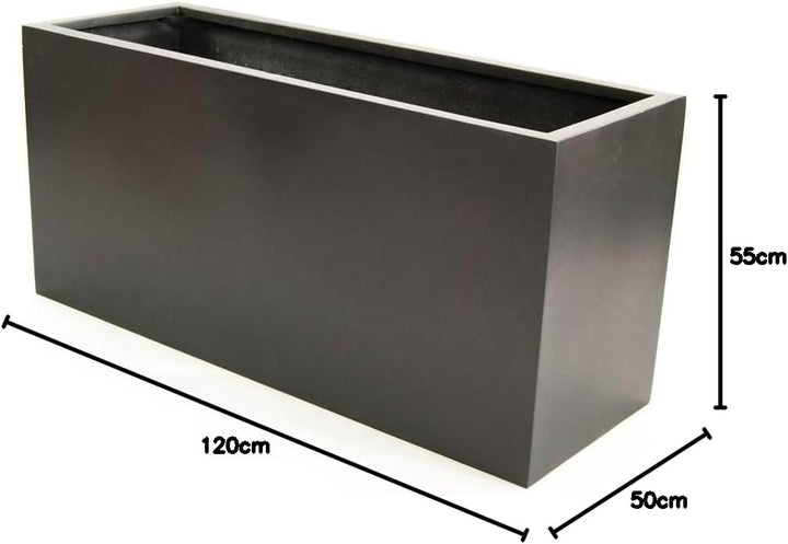 Pflanztrog Blumentrog Raumteiler Fiberglas rechteckig LxBxH anthrazit metallic 120x50x55cm