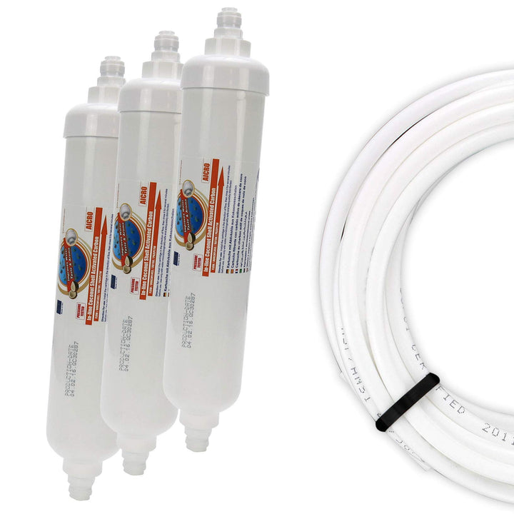 GAC 3 x Aquafilter AICRO Kühlschrankfilter Wasserfilter Aktivkohle 6 mm Schlauch zum Stecken, DD-709