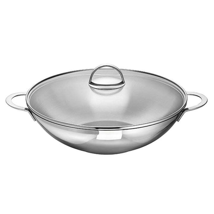 Schulte-Ufer Wave Wok inkl. Ablagegitter, Edelstahl, Silber, 32cm