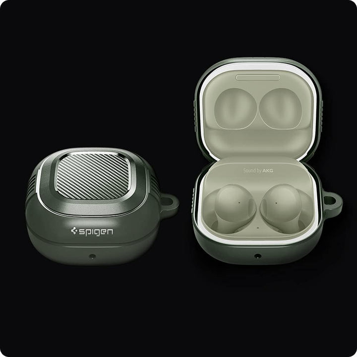 Spigen Rugged Armor Hülle Kompatibel mit Samsung Galaxy Buds 2 Pro | Pro | 2 | Live - Militärgrün, M